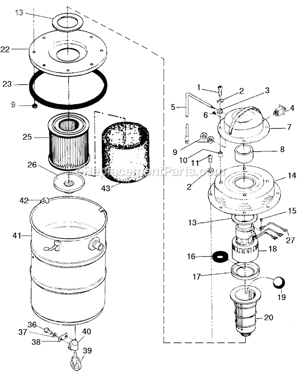 Page A Diagram and Parts List for 5450 Type 1 Black and Decker Utility Vacuum